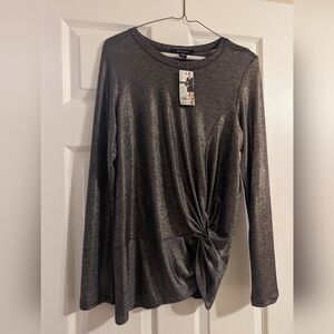 NWT Macy's silver side twist top